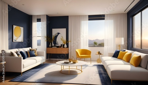 Photo interior modern design room 3d illustration