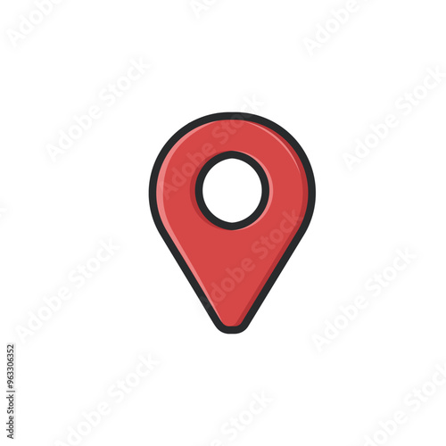 red point GPS sign in outline flat vector design.