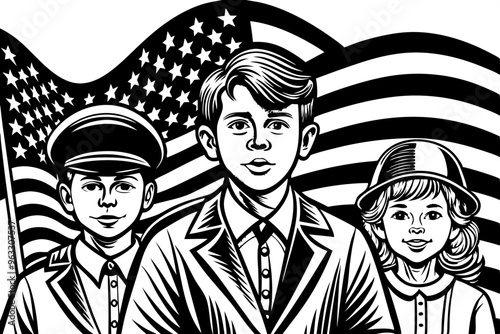 Veterans day, patriotism, humanism, and children, AI Generation