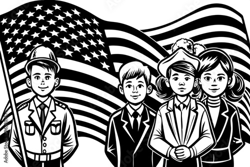 Veterans day, patriotism, humanism, and children, AI Generation
