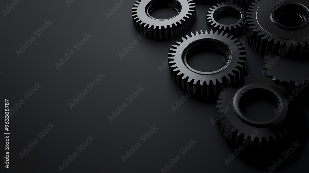 Teamwork concept with hyperrealistic gears on a black background. Hyperrealistic. Illustration Teamwork concept with hyperrealistic gears on a black background. Hyperrealistic. Illustration