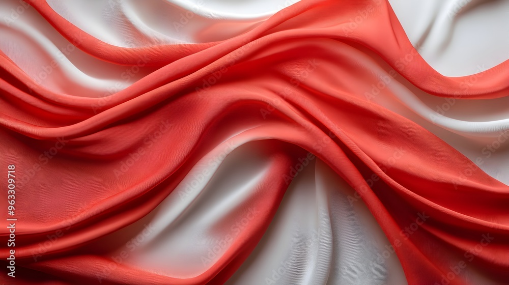 Obraz premium Elegant Red Fabric Captured in Mid Twist Flowing and Swaying Gracefully