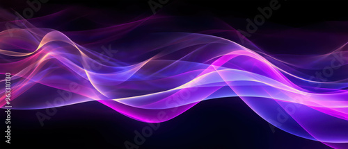 Abstract Purple and Blue Waves on Black Background