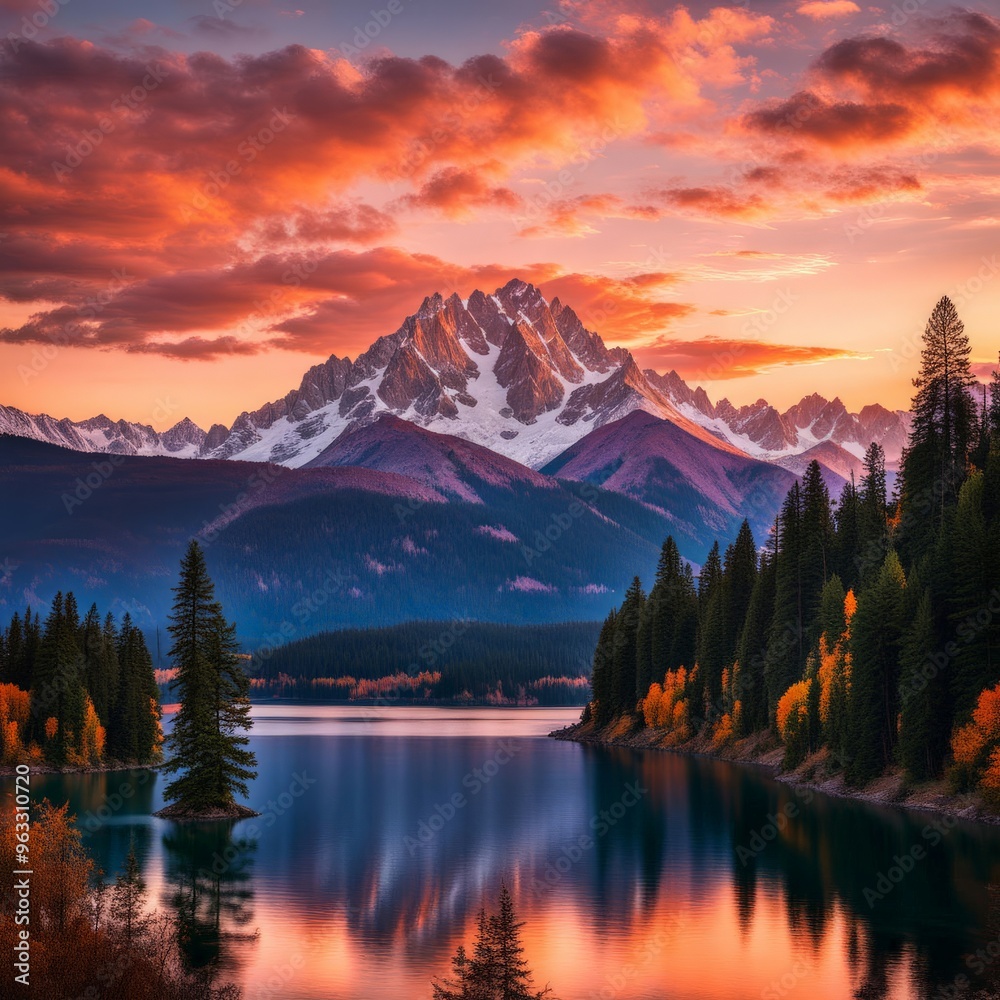 Beautiful sunset over the lake Beautiful sunset over the lake