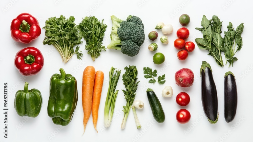 Fresh Produce Assortment on a White Background Fresh Produce Assortment on a White Background