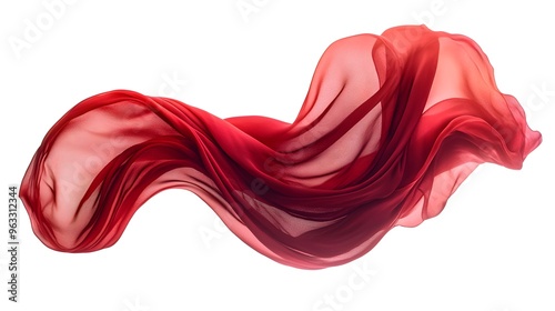 Floating Red Silk Fabric Captured in Graceful Mid air Movement