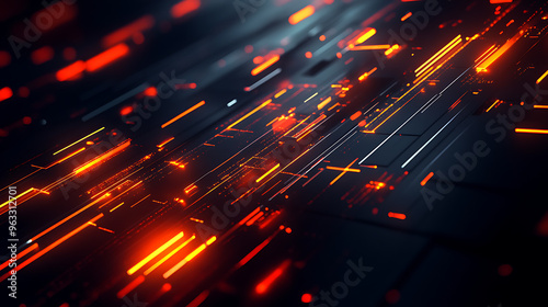 Sleek Dark Abstract Background Showcasing Sharp Glowing Lines and Digital Textures for Technological Representation