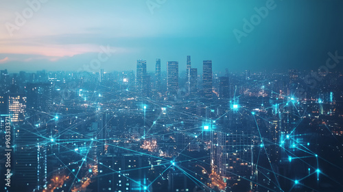 Smart city and communication network concept.(Internet of Things). Telecommunication image