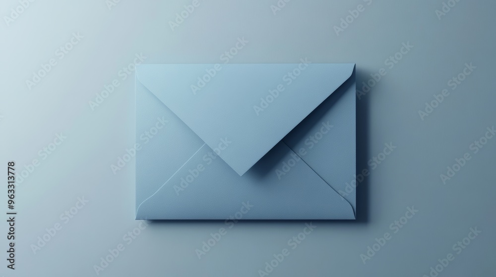 blue envelope on blue background, minimalistic
