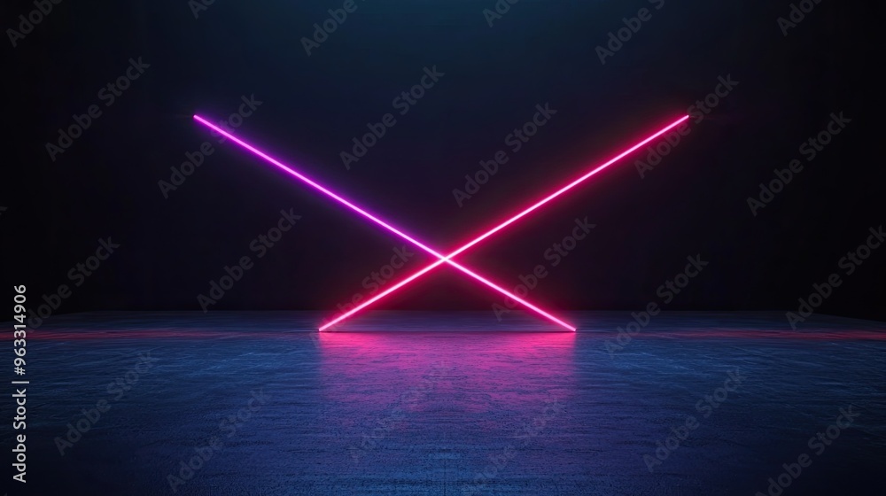 A vibrant abstract scene with intersecting neon lights in pink and blue, creating a modern and energetic atmosphere. A vibrant abstract scene with intersecting neon lights in pink and blue, creating a modern and energetic atmosphere.