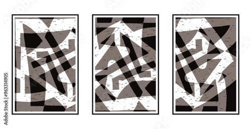 Set of 3 Abstract pattern. Illustration for printing on wall decorations. For use in graphics.