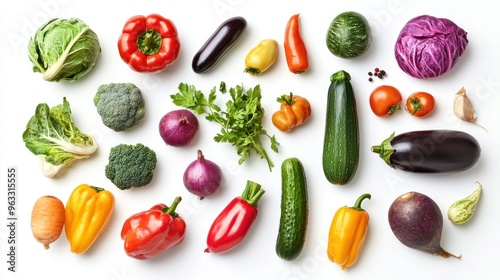 Wallpaper Mural Assortment of Fresh Vegetables on White Background Torontodigital.ca