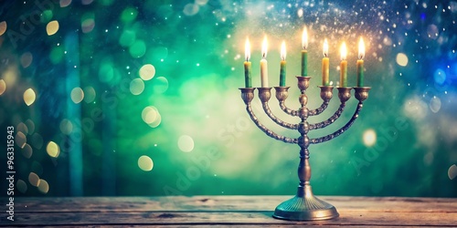 Hanukkah Abstract De focused Background  With Bright Dust On Wooden Table (2)