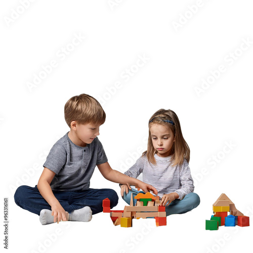 Kids playing with various toys, fun and interactive, transparent background