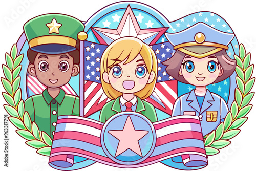 Veterans day, patriotism, humanism, children, and Peace AI Generation