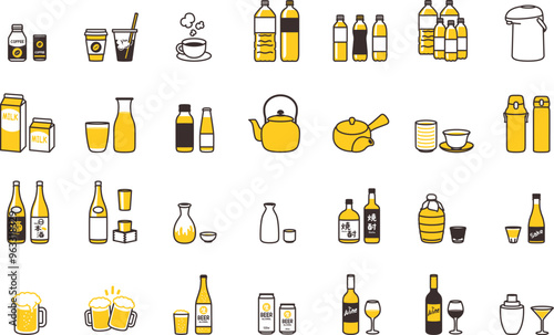 飲料のアイコンイラスト　ドリンク　アルコール