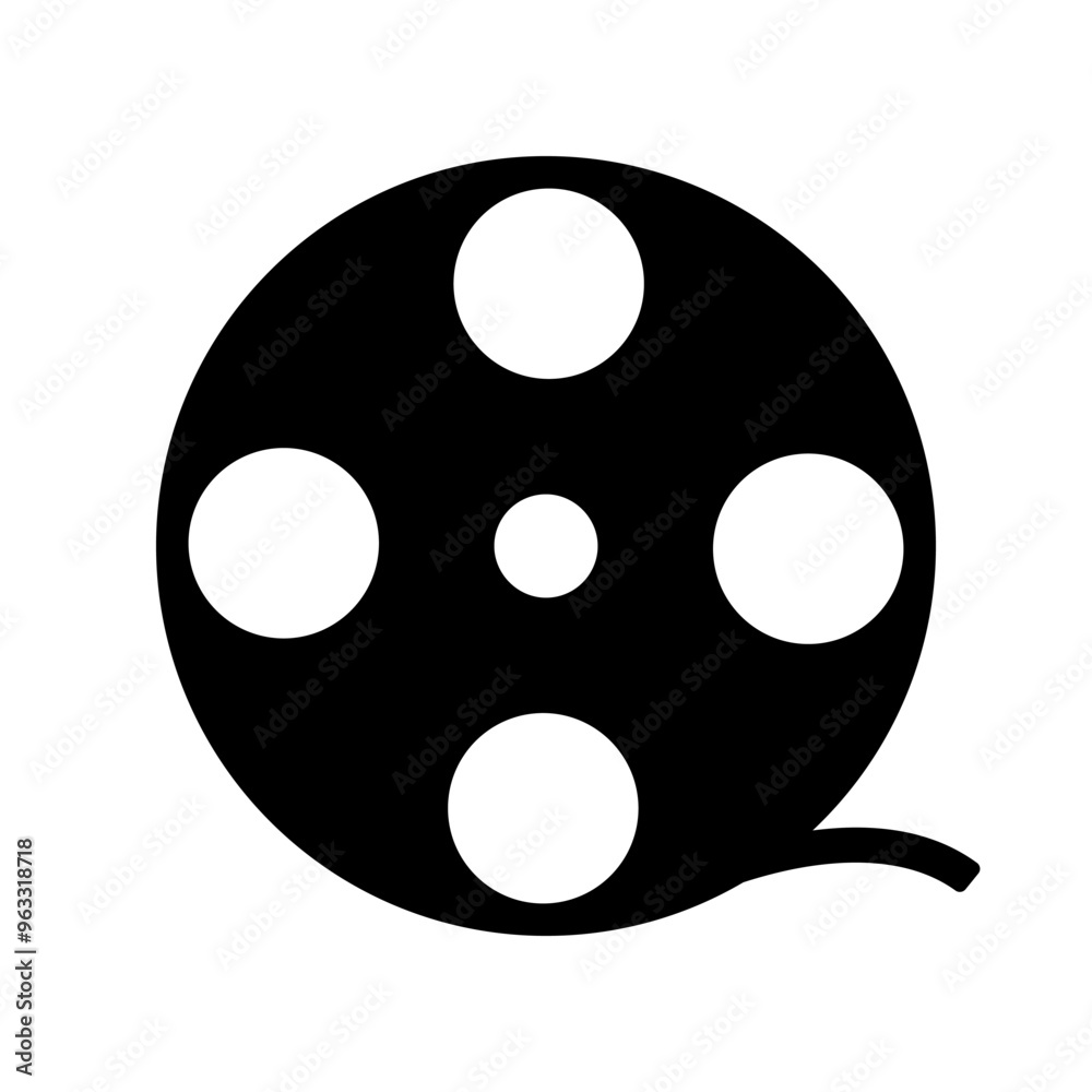 Fototapeta premium Black Flim vector Icon, Cinema, Movie symbol, Isolate VDO Illustration icon, Entertainment graphic elements, Broadcasting, Multimedia Icon, Vector stock (Editable)