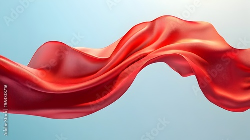 Soft Red Satin Fabric Flowing in a Smooth Curve