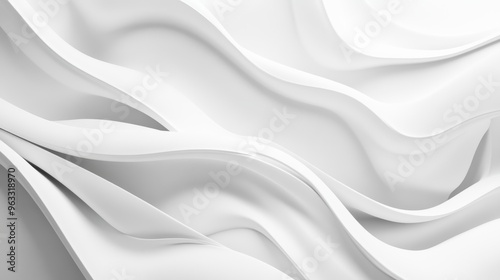 Abstract white background with smooth wavy lines forming softfolds photo