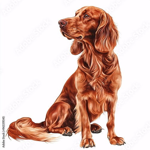 Majestic Irish Setter Clipart for Crafting and Design Projects on White Background | High Resolution Illustration photo