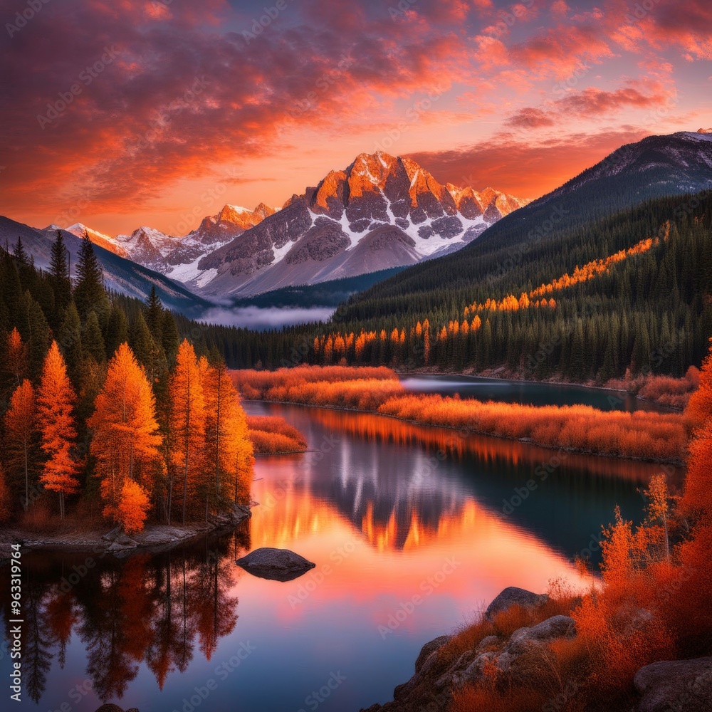 Fototapeta premium Autumn landscape in the mountains