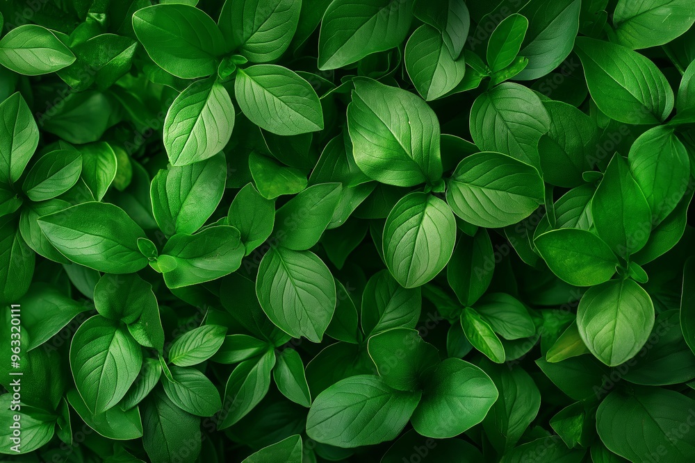 A detailed close-up of basil leaves, displaying their vibrant green color and texture, captured under natural light.