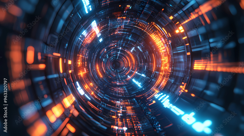 Futuristic technology data tunnel Futuristic technology data tunnel