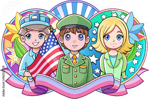 Veterans day, patriotism, humanism, children, and Peace AI Generation