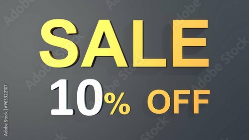 New Year SALE 10% Off - 3D Golden and White Text Discount 