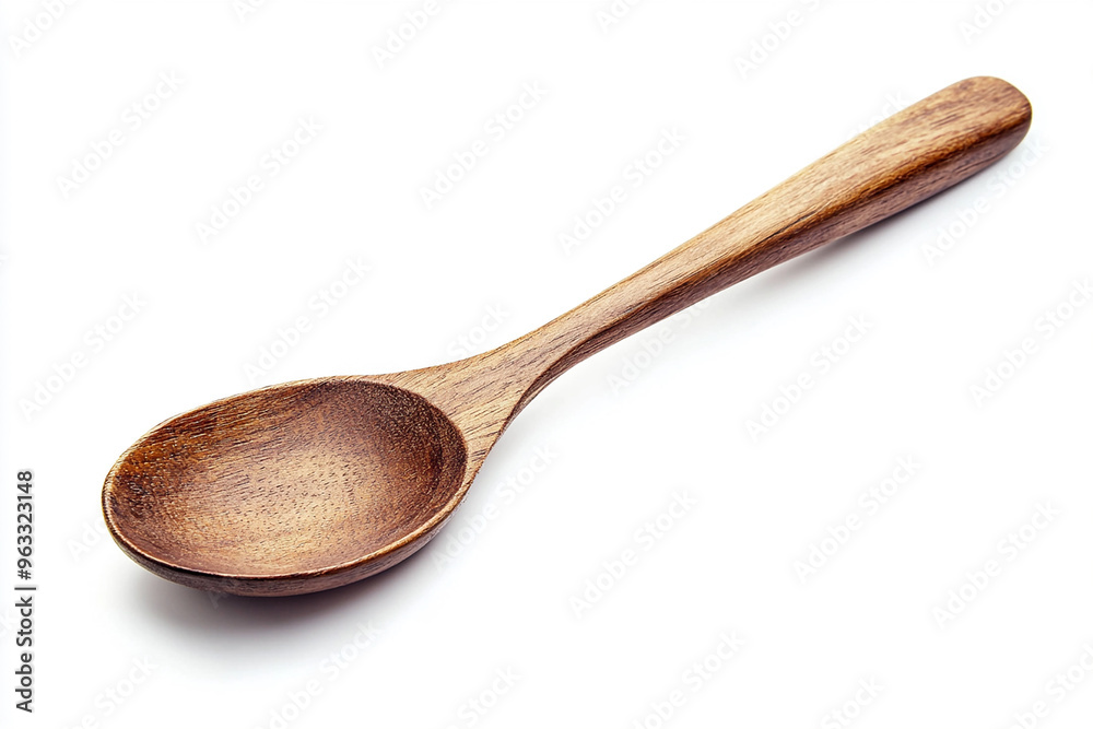Wooden, solid wood cooking spoon isolated on a white background Wooden, solid wood cooking spoon isolated on a white background