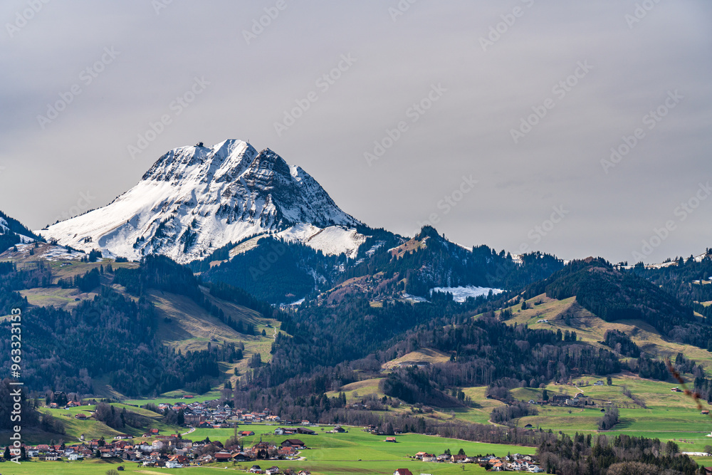 Naklejka premium 2024 Beautiful view on lake Geneva and Montreux