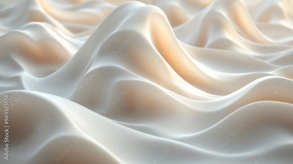 Obraz premium White silk fabric flowing and forming abstract shapes