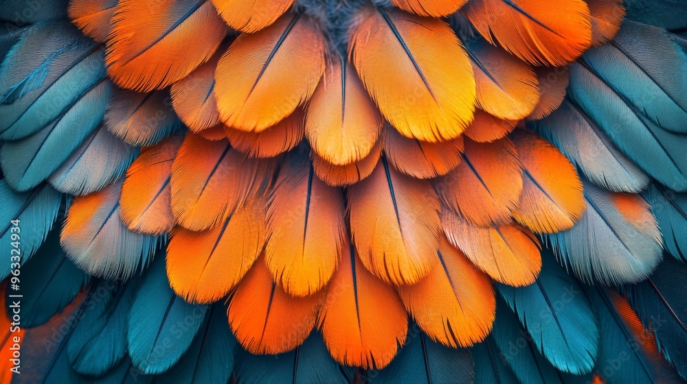 Macaw bird feathers creating colorful background texture