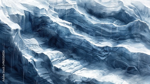 Wallpaper Mural Abstract illustration of icy terrain, showcasing textured layers in cool tones, ideal for winter-themed designs and backgrounds. Torontodigital.ca