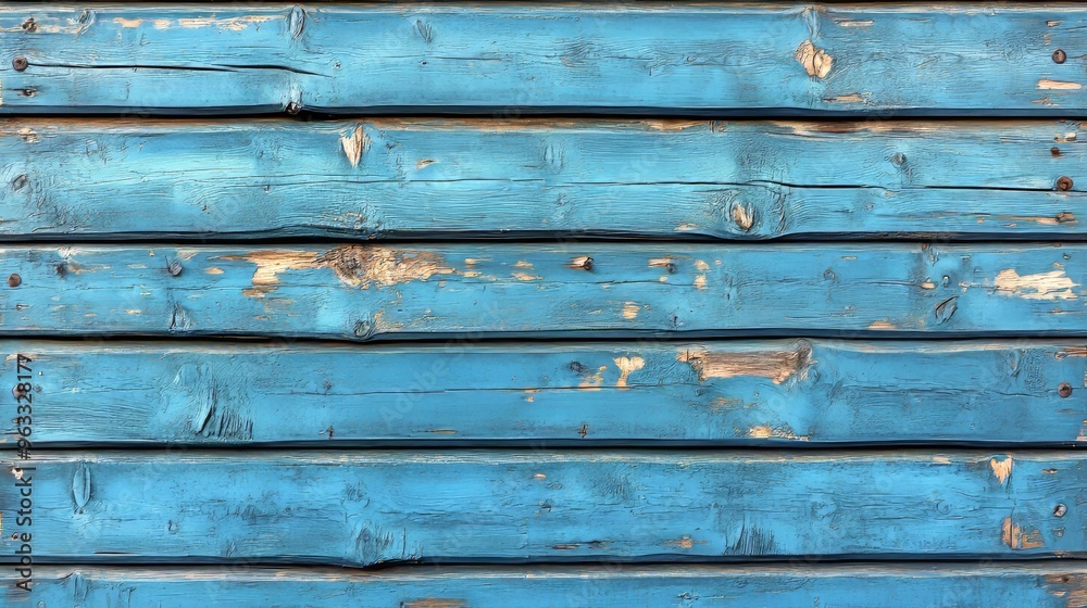 Fototapeta premium Old weathered blue painted wood planks background texture