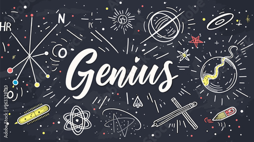 Periodic Table Elements with Humorous Phrase "Genius" on Chalkboard Background