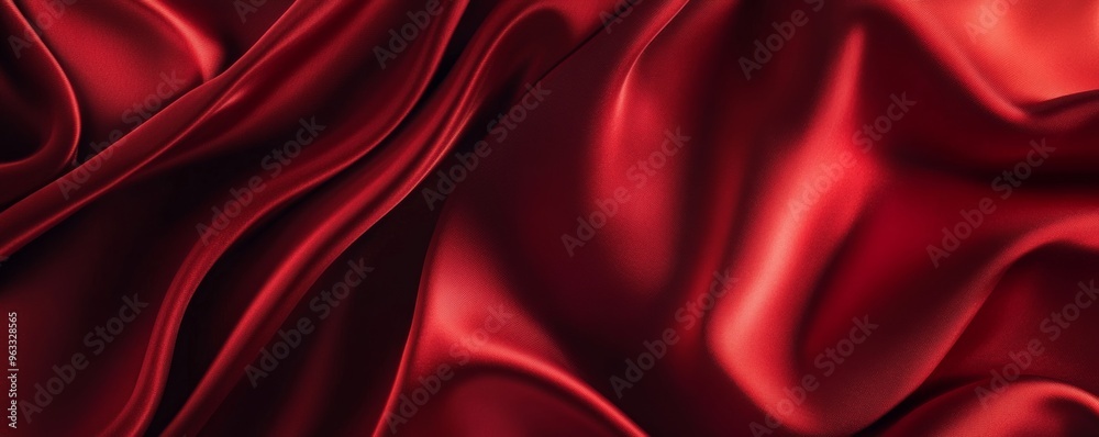 Obraz premium Red silk fabric flowing in gentle waves