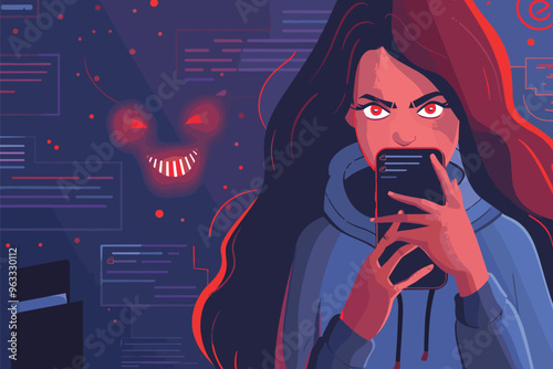 Unhappy Woman Reporting Smartphone Hacker Attack and Malware