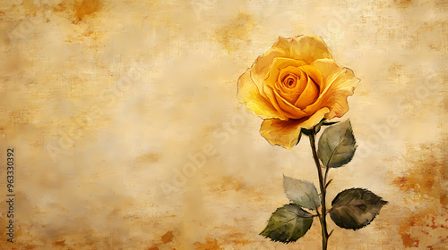 Yellow rose on a vintage background