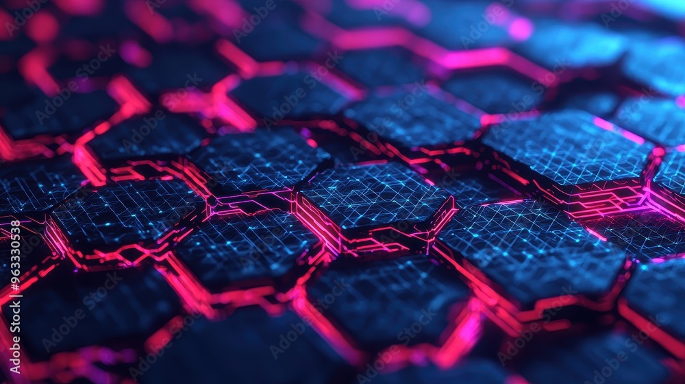 A close up of a blue and red patterned surface A close up of a blue and red patterned surface