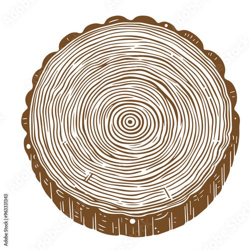 Hand drawn Tree rings wood slice texture. Abstract tree age year circle