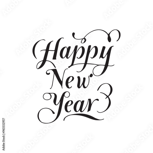 Happy New Year , Calligraphy lettering card , calligraphy isolated on white background . PNG Image