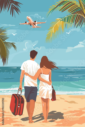 Husband Surprises Wife with Dream Vacation Package: Suitcase, Passport, and Travel Tickets