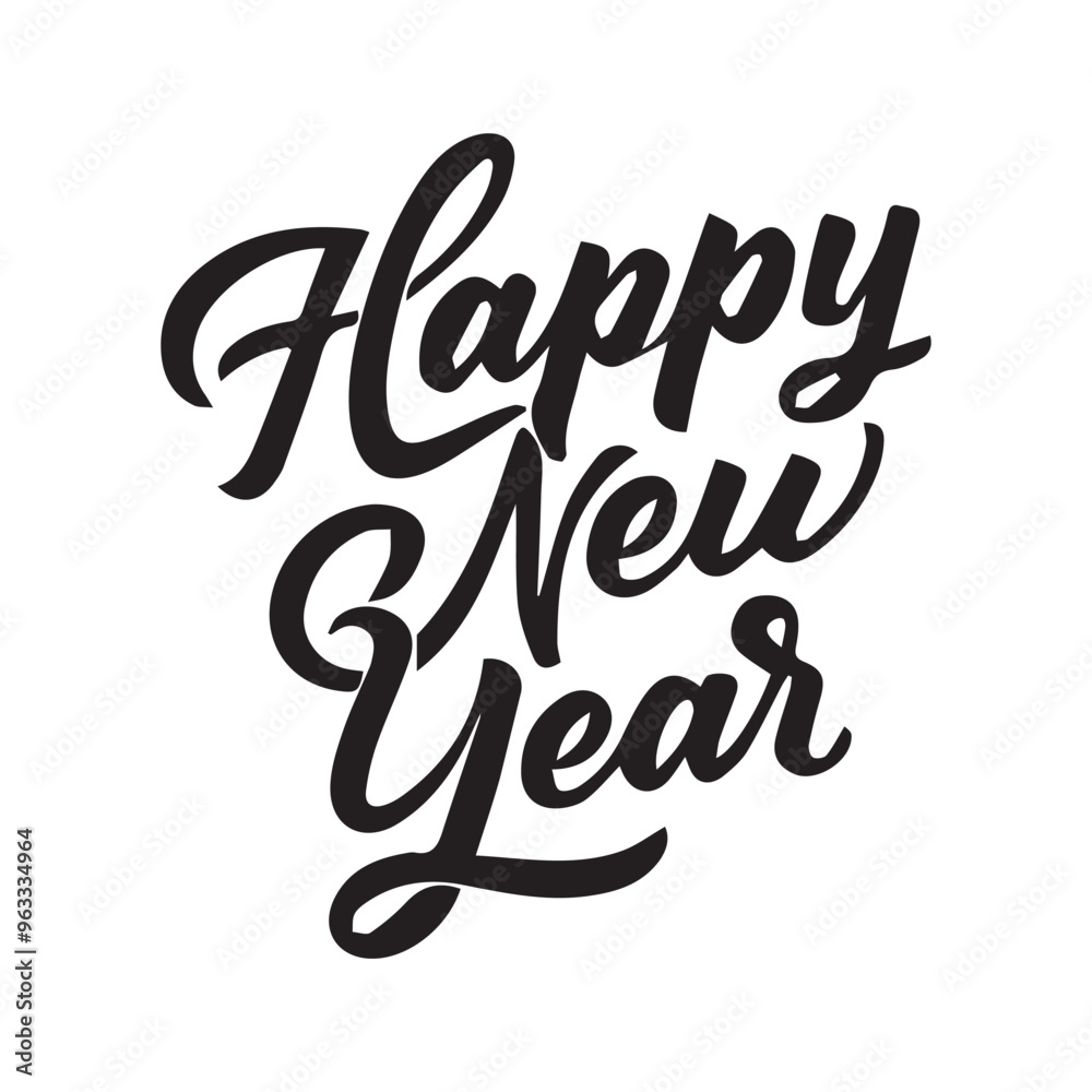 Naklejka premium Happy New Year , Calligraphy lettering card , calligraphy isolated on white background . PNG Image
