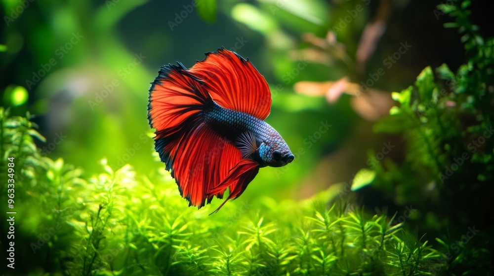 Vibrant Siamese Fighting Fish in an Aquarium Vibrant Siamese Fighting Fish in an Aquarium