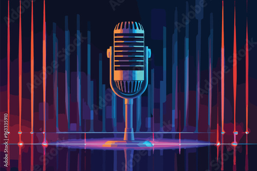 Microphone and Audio Waves Logo Template for Podcasts, Radio Shows, or Live Broadcasts