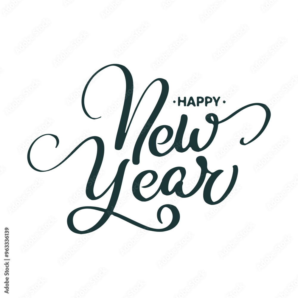 Happy New Year , Calligraphy lettering card , calligraphy isolated on white background . PNG Image Happy New Year , Calligraphy lettering card , calligraphy isolated on white background . PNG Image