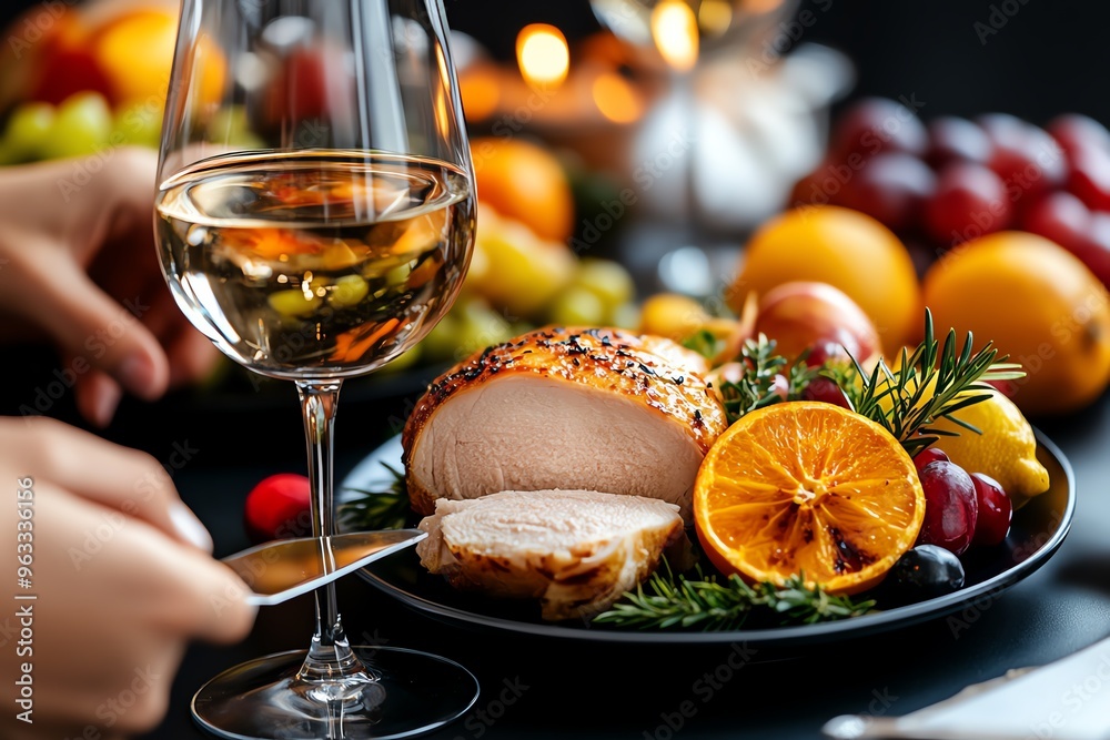 Thanksgiving trend, mindful eating, savoring each bite encourages people to eat slowly and appreciate the food and company Thanksgiving trend, mindful eating, savoring each bite encourages people to eat slowly and appreciate the food and company