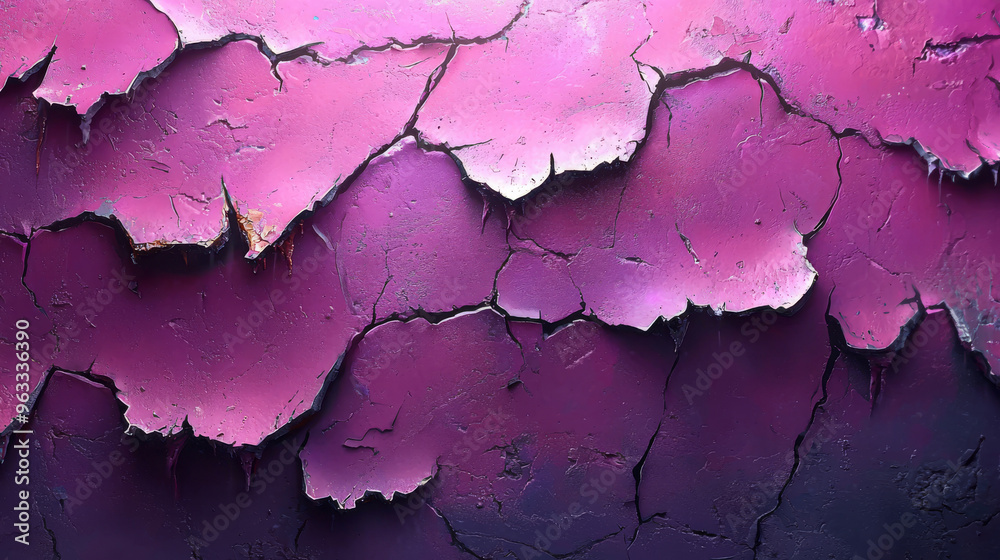 Obraz premium Close up of cracked purple paint on a surface.