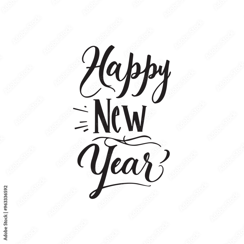 Happy New Year , Calligraphy lettering card , calligraphy isolated on white background . PNG Image Happy New Year , Calligraphy lettering card , calligraphy isolated on white background . PNG Image